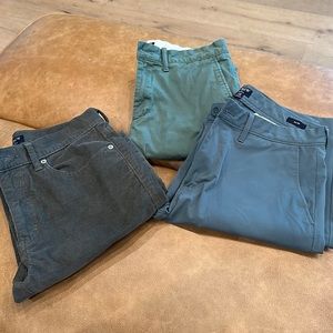 3 pairs of different J Crew pants, all 28/30 Slim